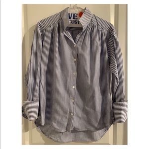 Frame cotton blue and white stripe button down.